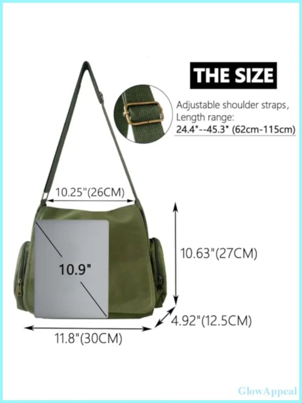 CHICGLOW Canvas Messenger Bag Crossbody Shoulder Purse Pockets